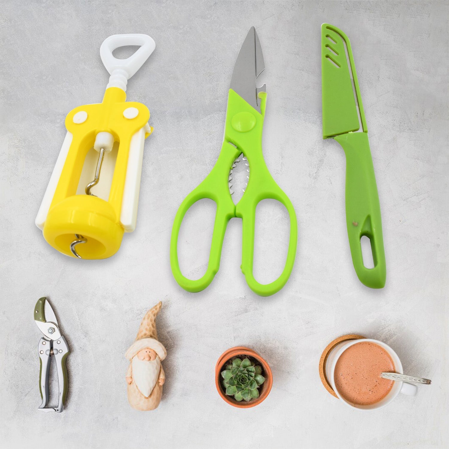 9142 Multifunction Kitchen Tools Stainless Steel and Plastic Kitchen Knife and Scissor Ideal Accessory Set for Kitchen 9142 Multifunction Kitchen Tools Stainless Steel and Plastic Kitchen Knife and Scissor Ideal Accessory Set for Kitchen